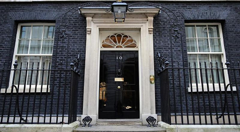 LONDON, ENGLAND - FEBRUARY 17:  A general view of Number 10 Downing Street's front door on February 17, 2015 in London, England.  (Photo by Dan Kitwood/Getty Images)